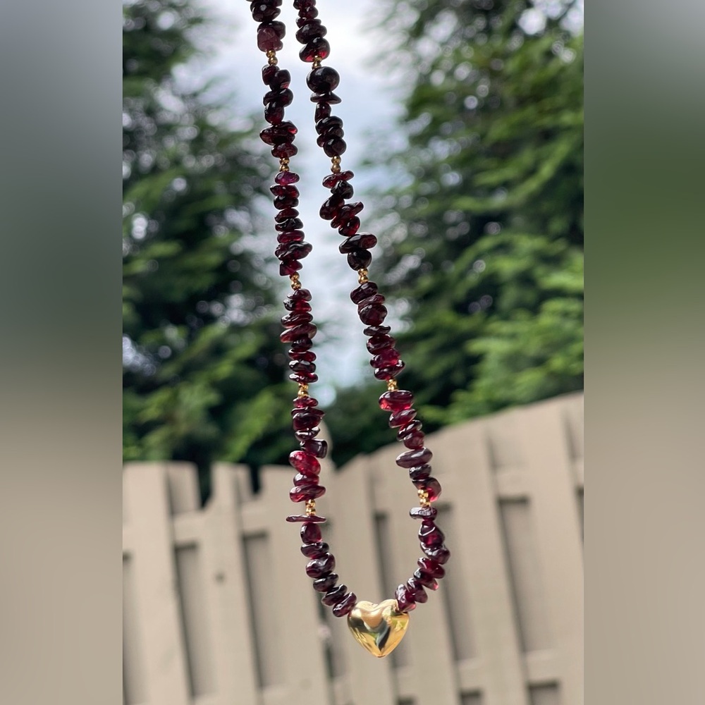 Garnets & Gold Necklace Handmade